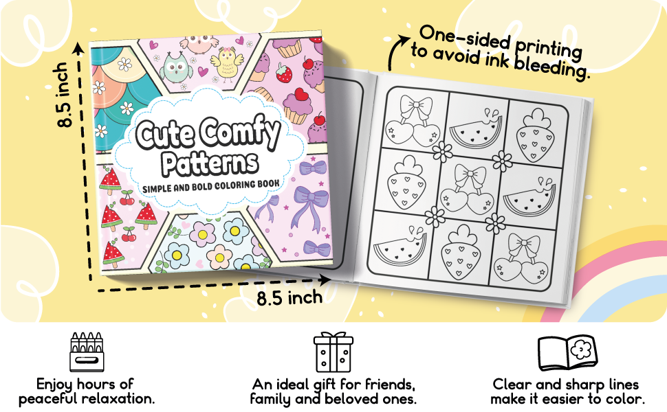 Cute comfy patterns coloring book