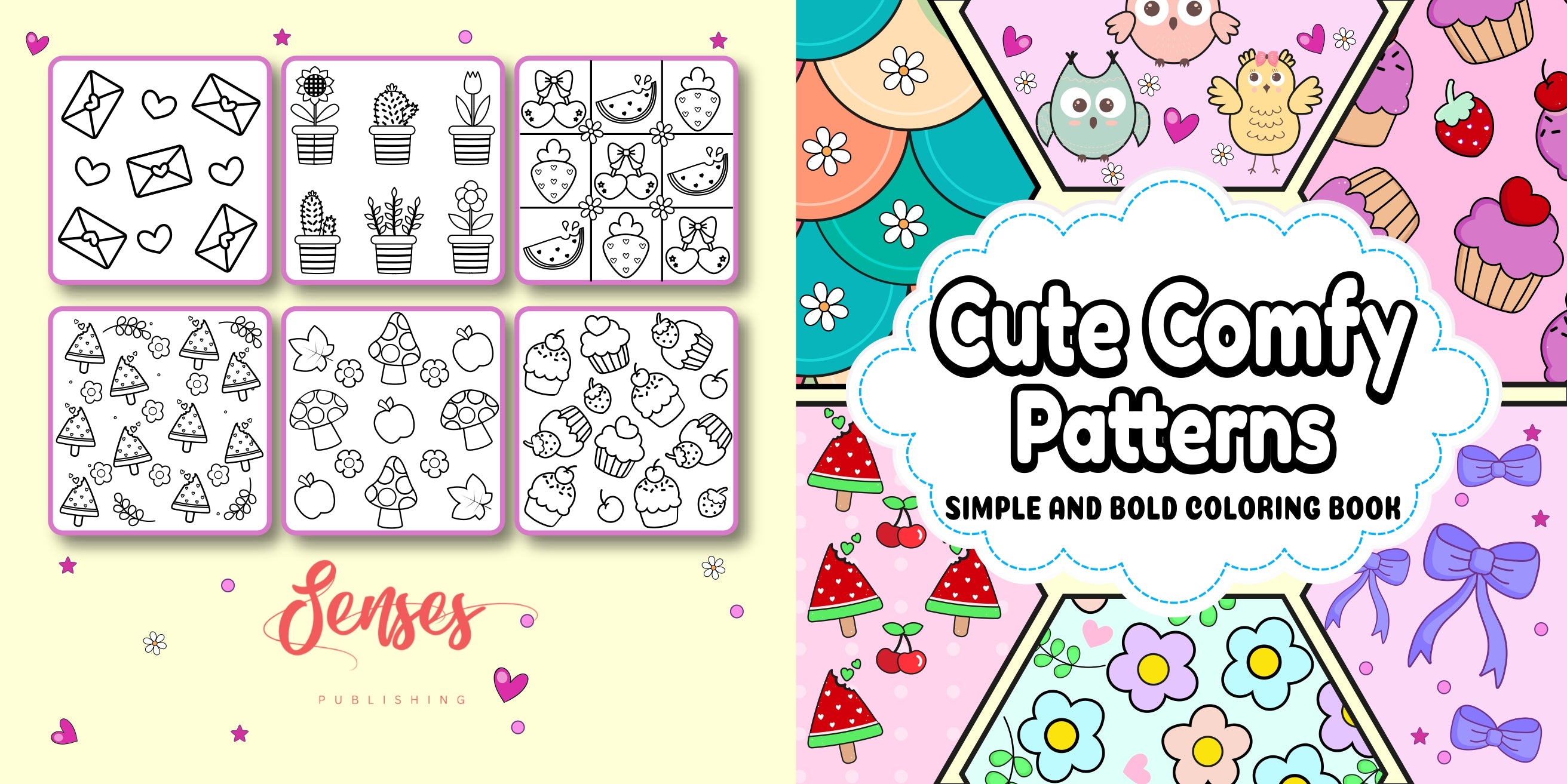 Cute comfy patterns coloring book